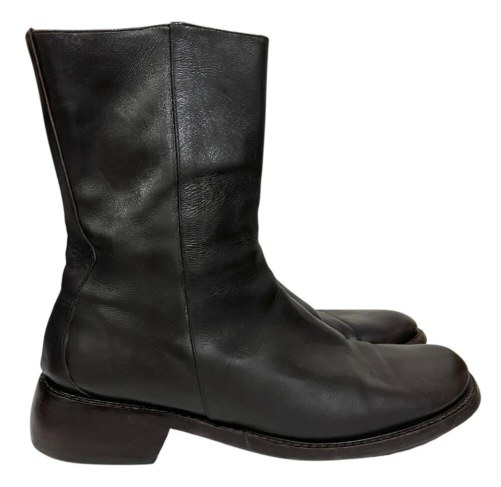 Donald Pliner Women’s Black Leather Boots Mid-Calf Chunky Sole Square Toe Sz 10